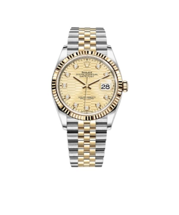 롤렉스 데이저스트 36mm 126233-0045 Half Yellow Gold Diamond Fluted Motif Champagne Dial Jubilee[VS]