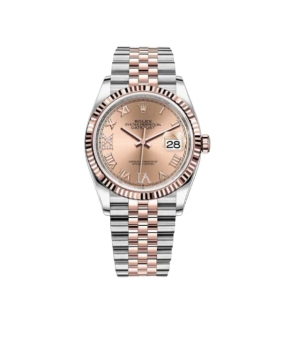롤렉스 데이저스트 36mm 126231-0027 Half Rose Gold Roman Number Diamond Gold Dial Jubilee[VS]