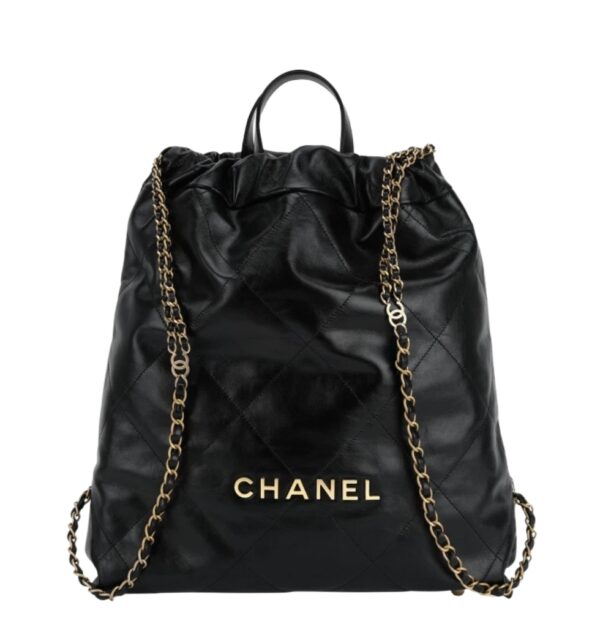 샤넬[chanel/팬더샵]22백 라지 백팩(블랙/금장/카프스킨)