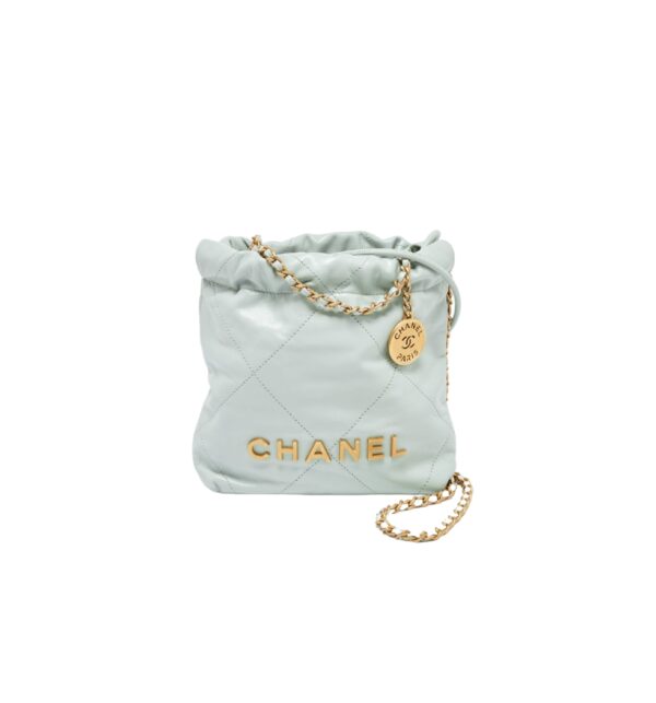 샤넬[chanel/팬더샵]22백 미니 핸드백(라이트블루/금장/램스킨)