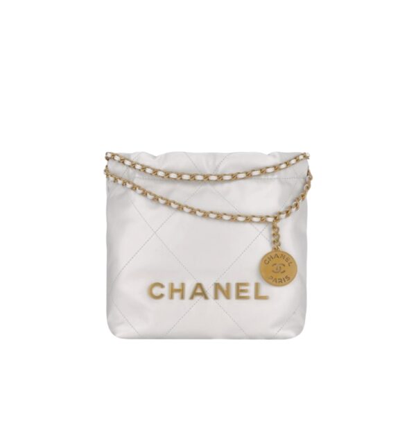 샤넬[chanel/팬더샵]*정품가죽* 22백 미니 핸드백(화이트/금장/카프스킨)