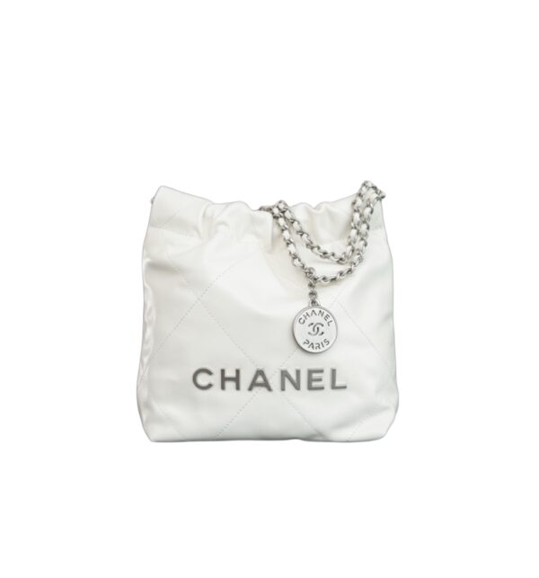 샤넬[chanel/팬더샵]*정품가죽* 22백 미니 핸드백(화이트/은장/카프스킨)