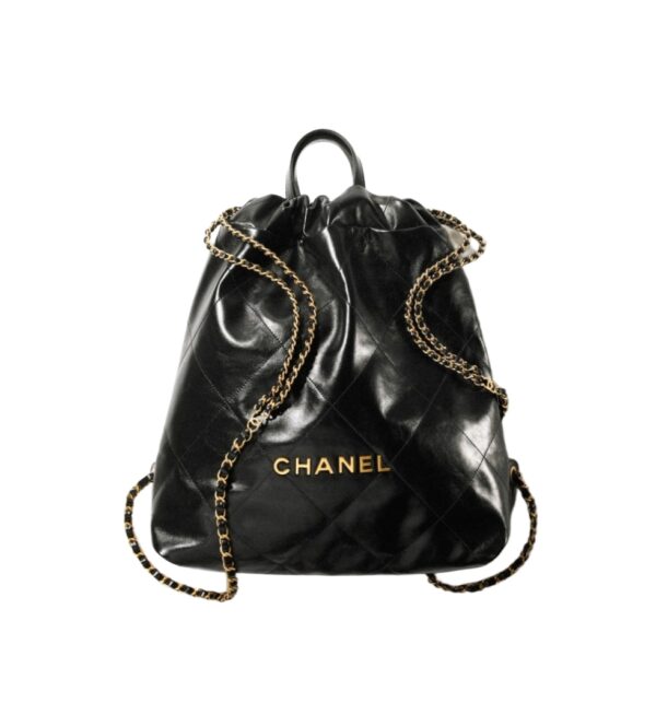 샤넬[chanel/팬더샵]22백 스몰 백팩(블랙/금장/카프스킨)