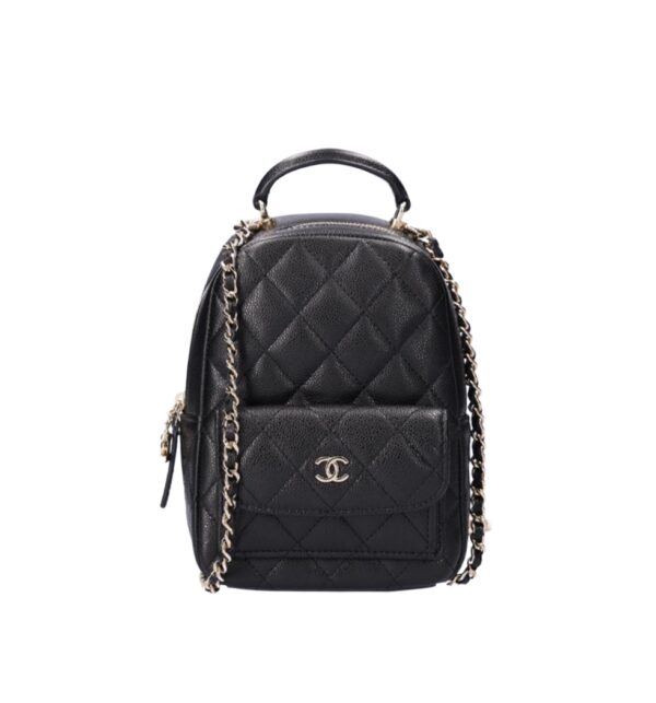 샤넬[chanel/팬더샵]24C 미니 백팩(블랙/금장/캐비어)