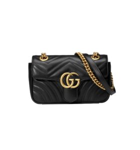 구찌[gucci/OC]GG 마몽 미니 숄더백(블랙/금장)