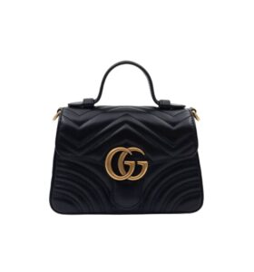 구찌[gucci/OC]GG 마몽 미니 탑 핸들백(블랙/금장)