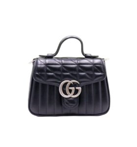 구찌[gucci/OC]GG 마몽 미니 탑 핸들백(블랙/은장)