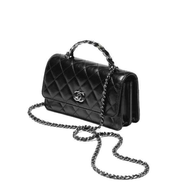 샤넬[chanel/팬더샵]WOC 체인 탑핸들 더블 플랩 백(블랙/은장/카프스킨)