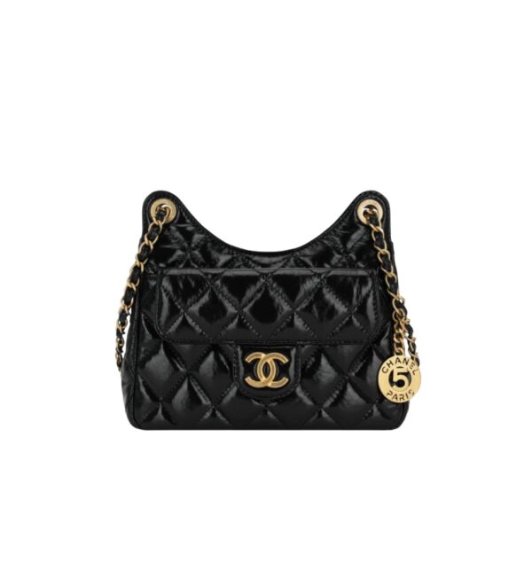 샤넬[chanel/팬더샵]넘버5 팬던트 호보백 스몰(블랙/금장/크럼플드 카프스킨)