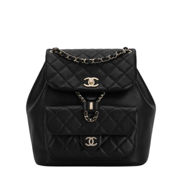 샤넬[chanel/팬더샵]듀마 백팩 싱글포켓 라지(블랙/금장/카프스킨)