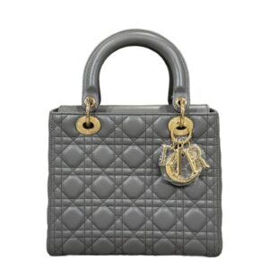 디올[dior/여왕]레이디 디올 미디엄 백(스톤 그레이 금장/까나쥬/램스킨)