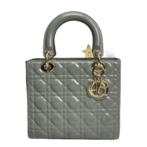 디올[dior/여왕]레이디 디올 미디엄 백(그레이/까나쥬/페이턴트)