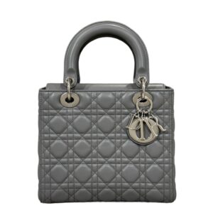 디올[dior/여왕]레이디 디올 미디엄 백(스톤 그레이 은장/까나쥬/램스킨)