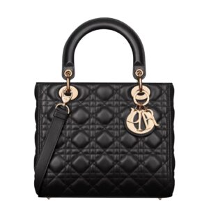 디올[dior/여왕]레이디 디올 미디엄 백(블랙 금장/까나쥬/램스킨)