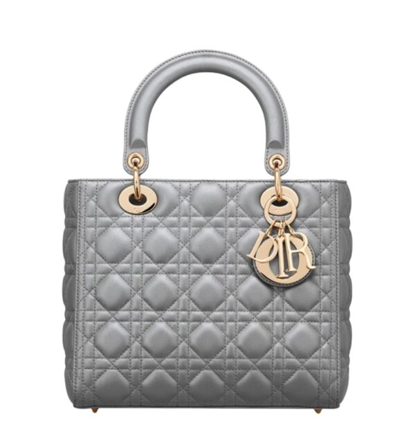 디올[dior/여왕]레이디 디올 미디엄 백(오팔린 그레이 펄/까나쥬/램스킨)
