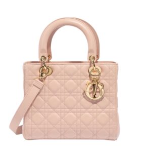 디올[dior/여왕]레이디 디올 미디엄 백(파우더 핑크/까나쥬/램스킨)