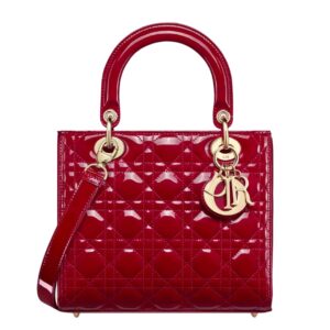 디올[dior/여왕]레이디 디올 미디엄 백(체리 레드/까나쥬/페이턴트)