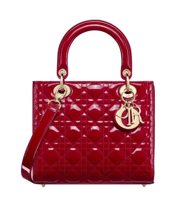 디올[dior/여왕]레이디 디올 미디엄 백(체리 레드/까나쥬/페이턴트)