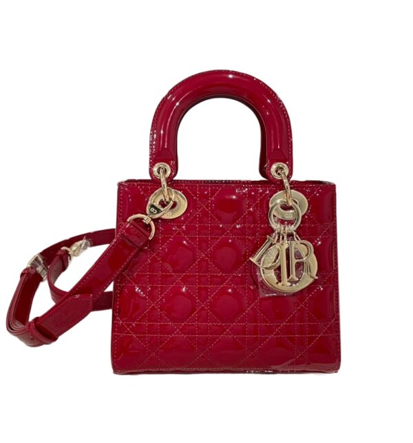 디올[dior/여왕]레이디 디올 스몰 백(레드/까나쥬/페이턴트)