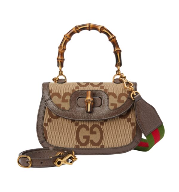 구찌[gucci/OC]뱀부 1947 스몰 탑 핸들백(GG점보/브라운)