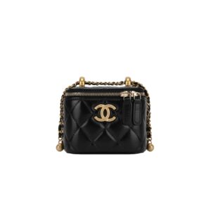 샤넬[chanel/팬더샵]베니티 더블 골드볼 미니 백(블랙/금장/램스킨)