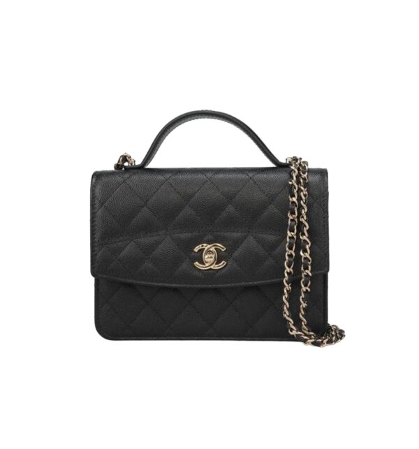 샤넬[chanel/팬더샵]브리프 탑핸들 미니 백팩(블랙/금장/캐비어)