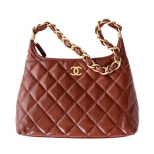샤넬[chanel/팬더샵]빅체인 빈티지 라지 호보백(브라운/금장/램스킨)