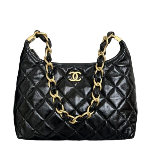 샤넬[chanel/팬더샵]빅체인 빈티지 라지 호보백(블랙/금장/램스킨)