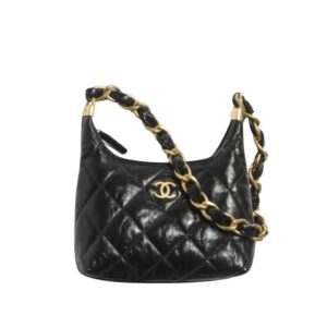 샤넬[chanel/팬더샵]빅체인 빈티지 스몰 호보백(블랙/금장/램스킨)