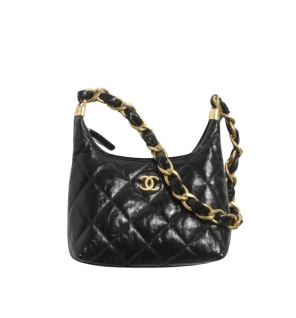 샤넬[chanel/팬더샵]빅체인 빈티지 스몰 호보백(블랙/금장/램스킨)