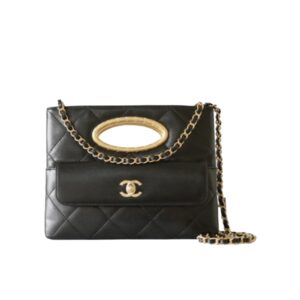 샤넬[chanel/팬더샵]체인 클러치 백(블랙/금장/램스킨)