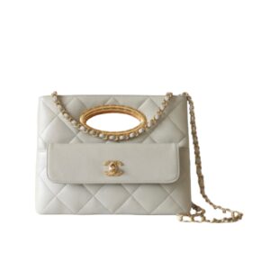 샤넬[chanel/팬더샵]체인 클러치 백(화이트/금장/램스킨)