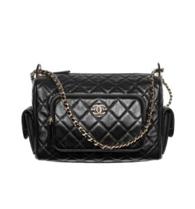샤넬[chanel/팬더샵]카메라 케이스 라지 백(블랙/금장/램스킨)
