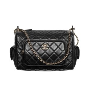 샤넬[chanel/팬더샵]카메라 케이스 라지 백(블랙/금장/램스킨)