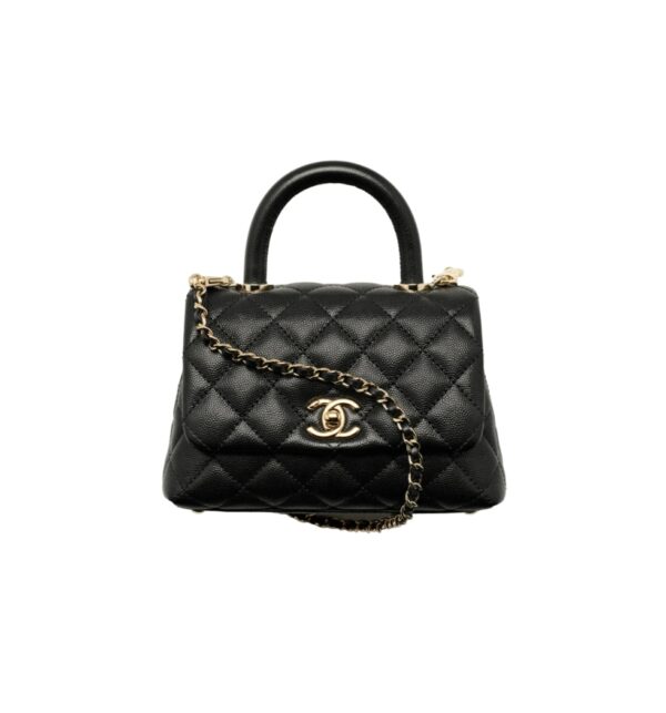 샤넬[chanel/팬더샵]코코핸들 미니 플랩 백(블랙/금장/캐비어)