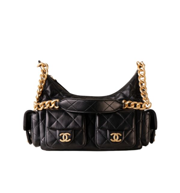 샤넬[chanel/팬더샵]크루즈 라지 호보 백(블랙/금장/램스킨)