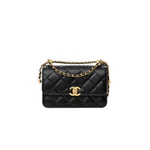 샤넬[chanel/팬더샵]클래식 더블 골드볼 미니 플랩 백(블랙/금장/카프스킨)