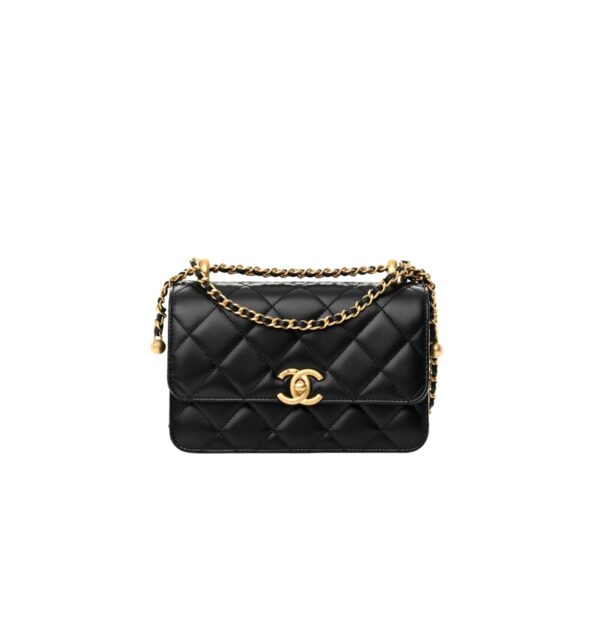 샤넬[chanel/팬더샵]클래식 더블 골드볼 미니 플랩 백(블랙/금장/카프스킨)