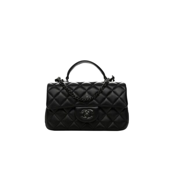 샤넬[chanel/팬더샵]클래식 탑핸들 미니 플랩 백(블랙/흑장/램스킨)