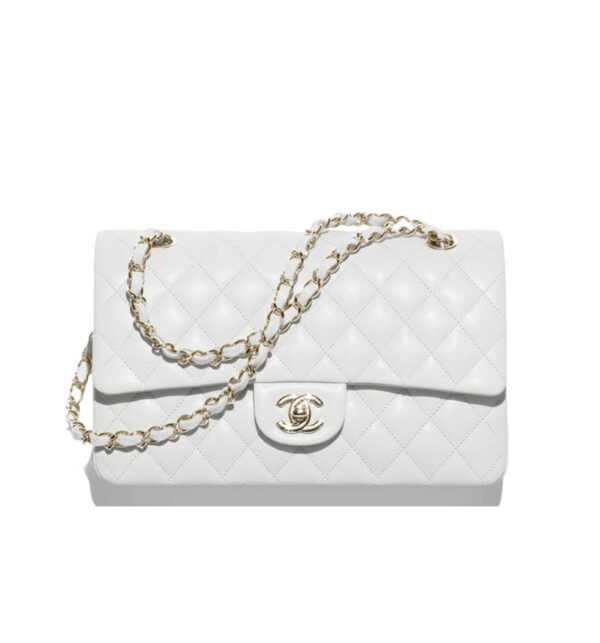 샤넬[chanel/팬더샵]클래식 플랩 백 미디엄(화이트/금장/캐비어)