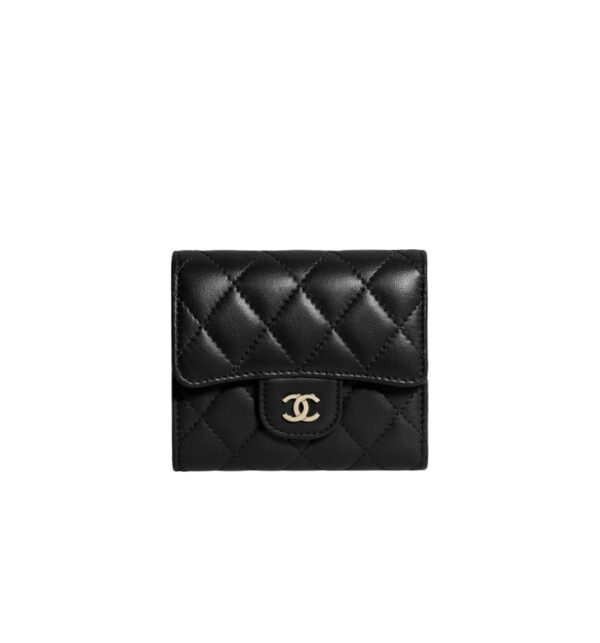 샤넬[chanel/팬더샵]*정품가죽* 클래식 플랩 스몰 지갑(블랙/은장/램스킨)