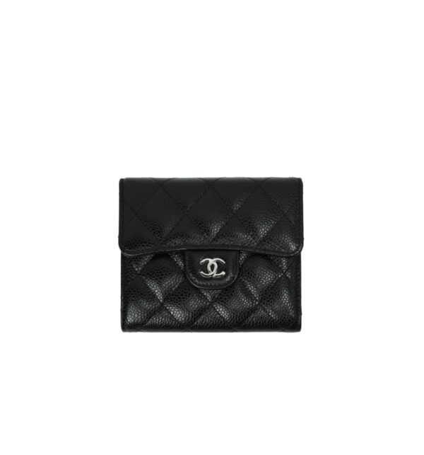 샤넬[chanel/팬더샵]*정품가죽* 클래식 플랩 스몰 지갑(블랙/은장/캐비어)
