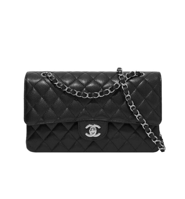 샤넬[chanel/팬더샵]*정품가죽* 클래식 플랩백 미디엄(블랙/은장/캐비어)