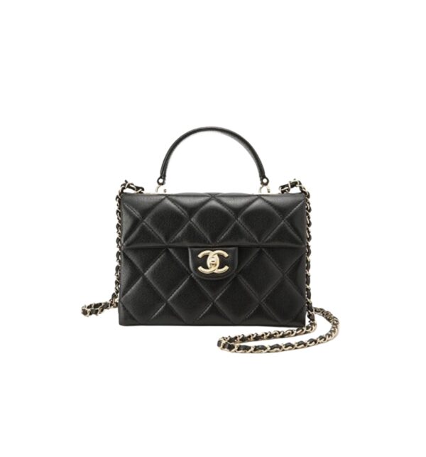 샤넬[chanel/팬더샵]탑핸들 체인 스몰 플랩 백(블랙/금장/캐비어)