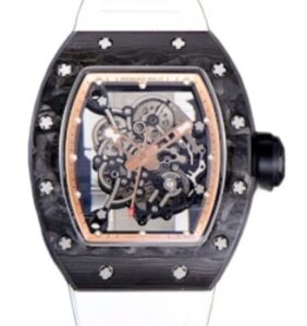 리차드밀 RM055 43mm Black Carbon Fiber White Rubber Strap Rose Gold Skeletonized Dial[BBR]