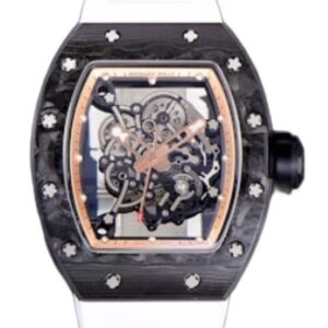 리차드밀 RM055 43mm Black Carbon Fiber White Rubber Strap Rose Gold Skeletonized Dial[BBR]