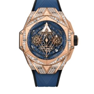 위블로 빅뱅 Sang Bleu 418.OX.5108.RX.1604.MXM20 45mm Rose Gold&Diamond Blue Rubber Strap Skeletonized Blue Dial[HB]
