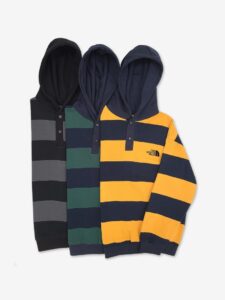 [국내배송]노스페이스 스트라이프 럭비 후드 맨투맨