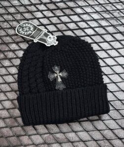 [국내배송]크롬하츠 크로스 레더패치 꼬임울 비니