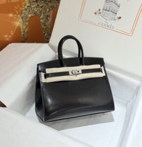 [국내배송]에르메스 버킨 25 (Box Calf 블랙 실버 / 올수공)